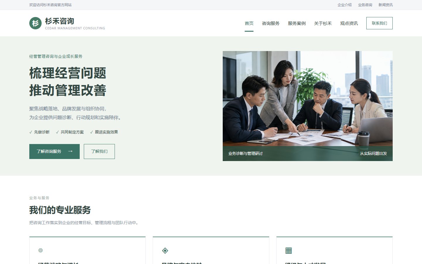 杉禾 &middot; 商业咨询的页面预览